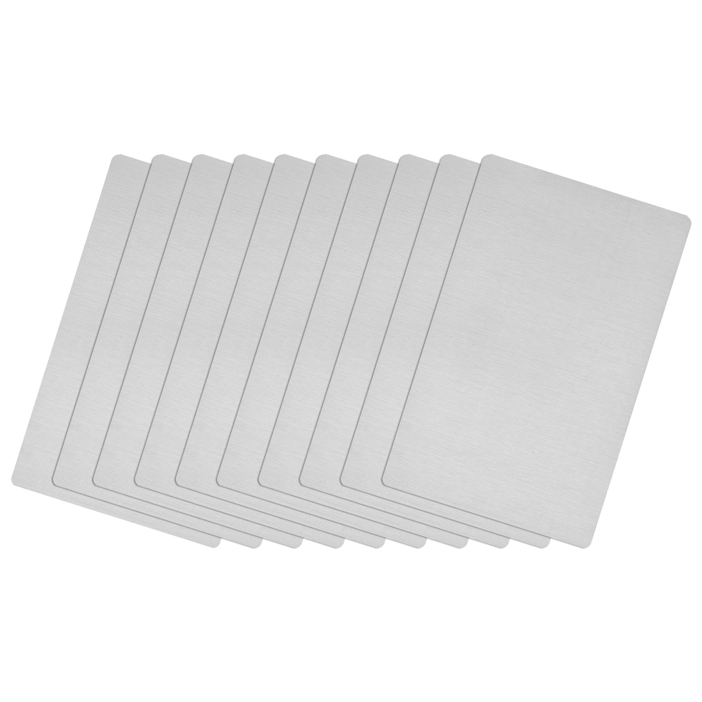 uxcell Uxcell 66x45x0.4mm Brushed 201 Stainless Steel Blank Metal Card Silver Tone 10 Pcs