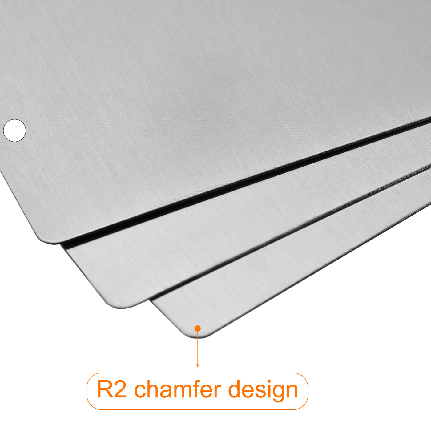 uxcell Uxcell 50x22x0.4mm Brushed Stainless Steel Blank Metal Card with Hole Silver Tone 15Pcs