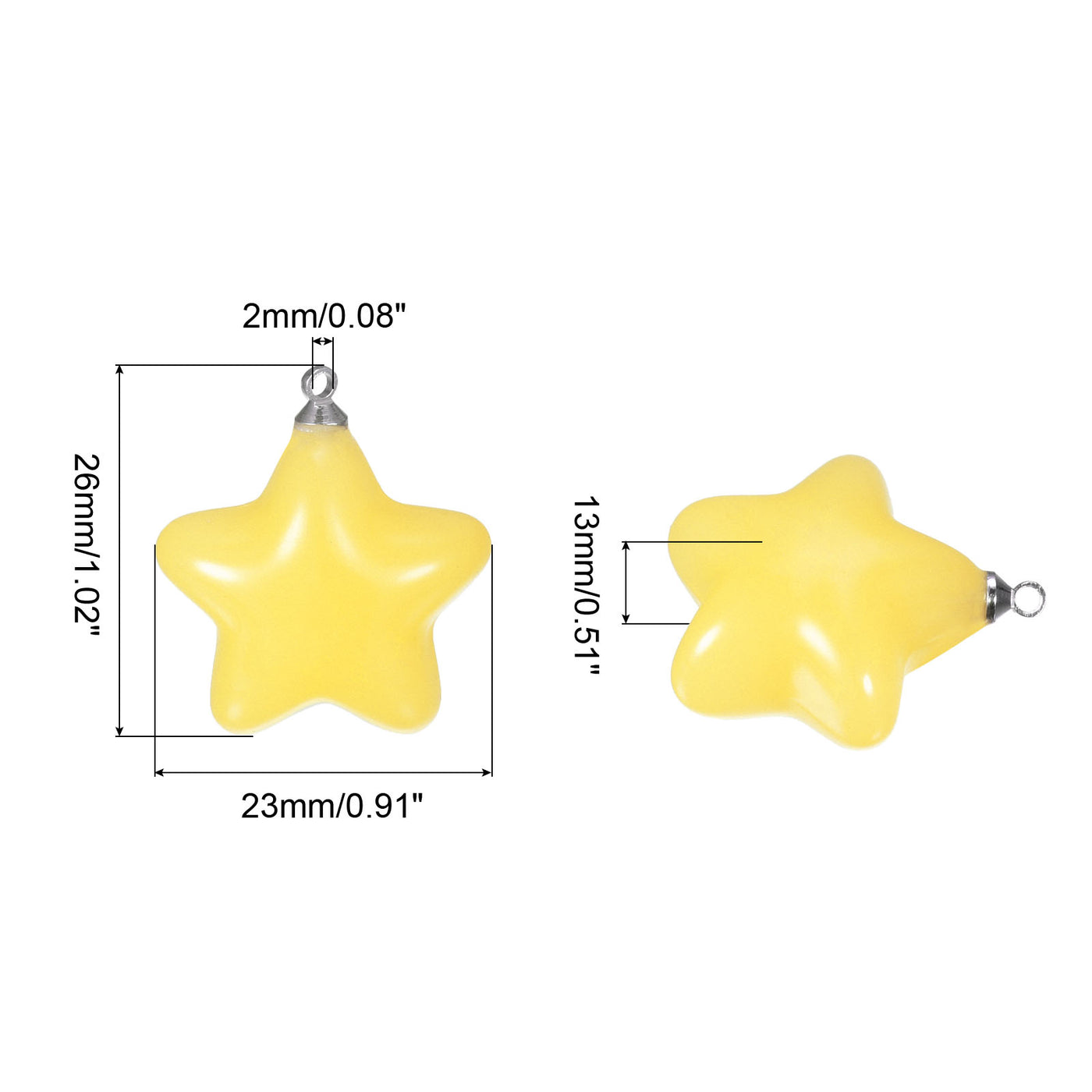 Harfington Star Bead Pendants with Charm Loop for Jewelry Making Craft, 4Pcs Yellow