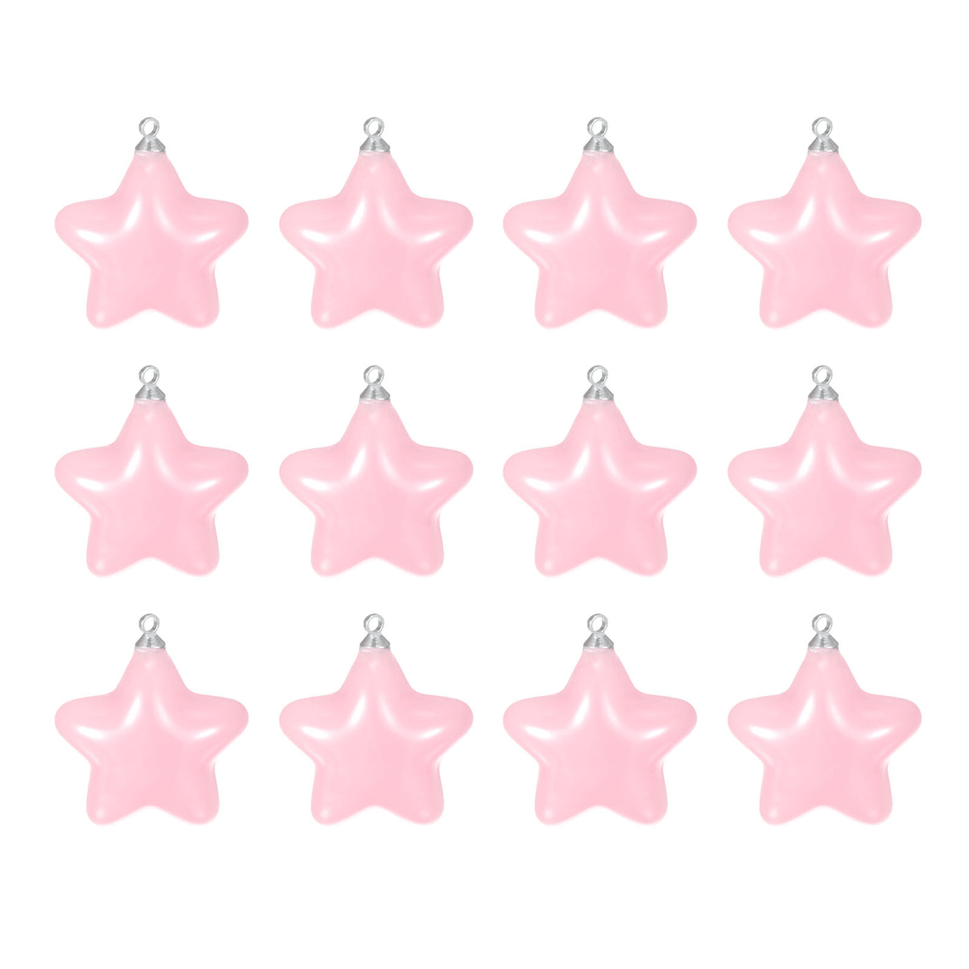 Harfington Star Bead Pendants with Charm Loop for Jewelry Making Craft, 12Pcs Pink