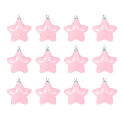 Harfington Star Bead Pendants with Charm Loop for Jewelry Making Craft, 12Pcs Pink