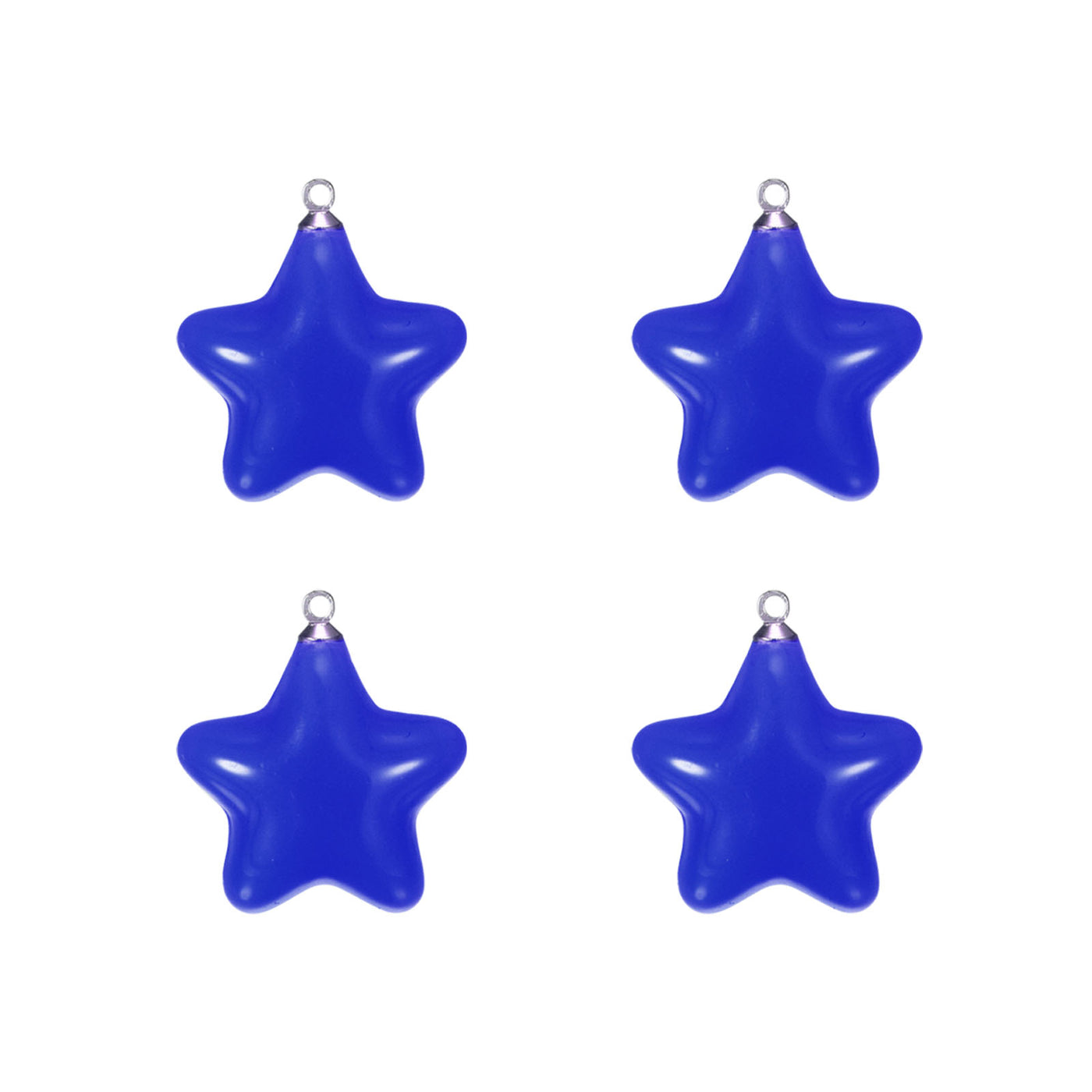 Harfington Star Bead Pendants with Charm Loop for Jewelry Making Craft, 4Pcs Blue
