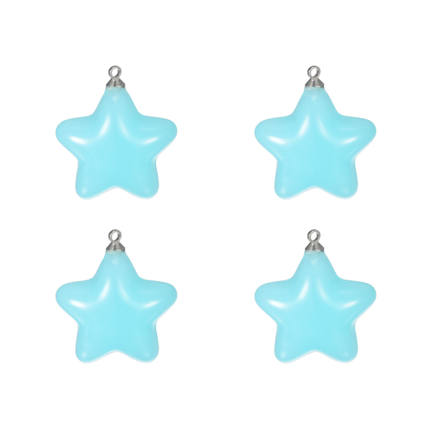 Harfington Star Bead Pendants with Charm Loop for Jewelry Making Craft, 4Pcs Acid Blue