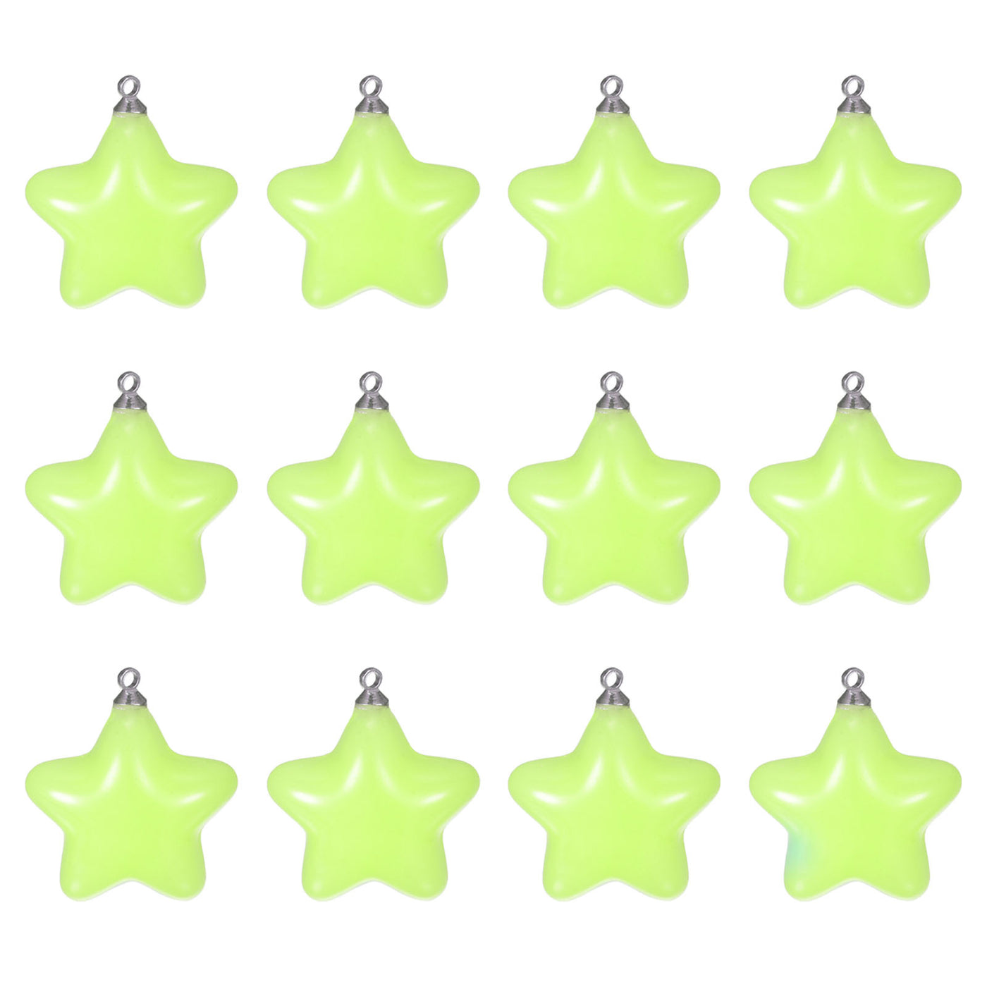 Harfington Star Bead Pendants with Charm Loop for Jewelry Making Craft, 12Pcs Green