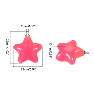 Harfington Star Bead Pendants with Charm Loop for Jewelry Making Craft, 4Pcs Rose Red