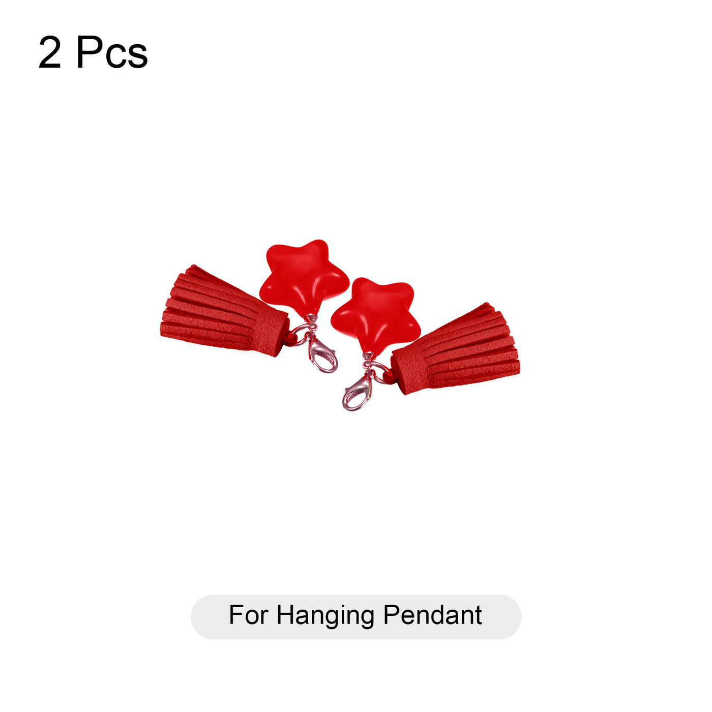Harfington Leather Tassels Keychain Charm with Clasp for Bag Jewelry Making DIY, 2Pcs Red