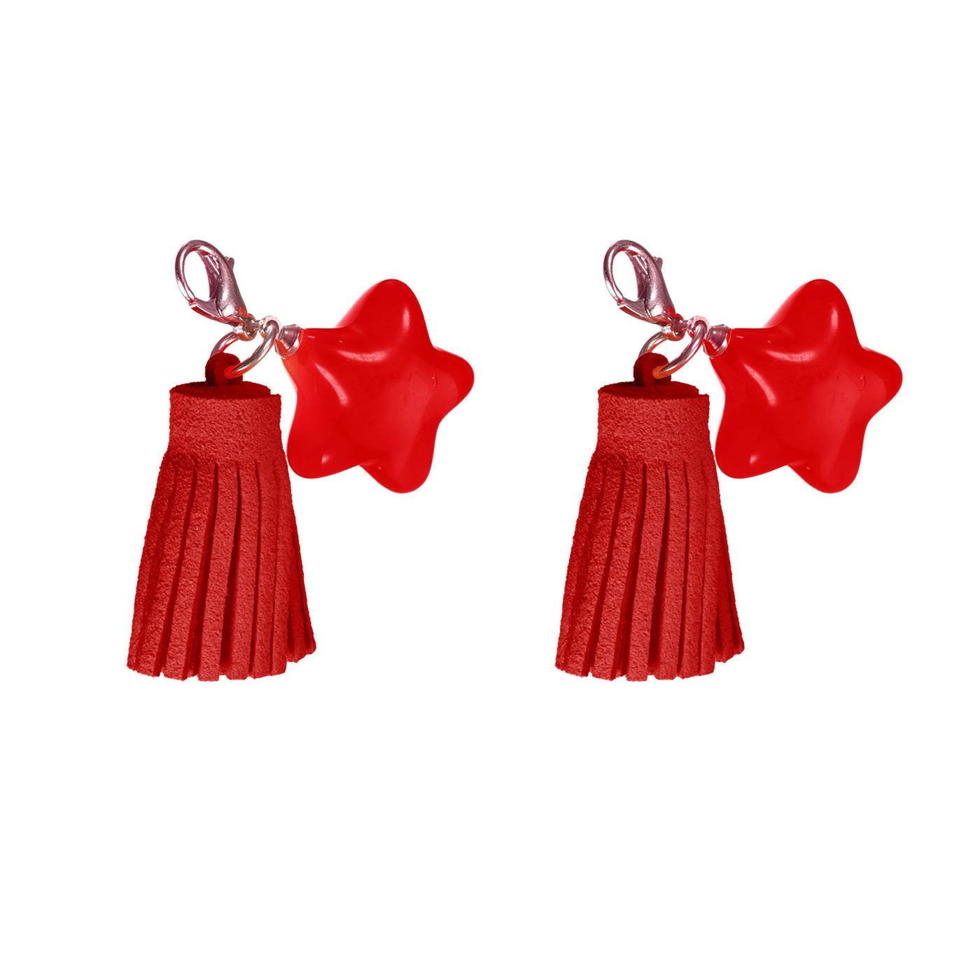 Harfington Leather Tassels Keychain Charm with Clasp for Bag Jewelry Making DIY, 2Pcs Red