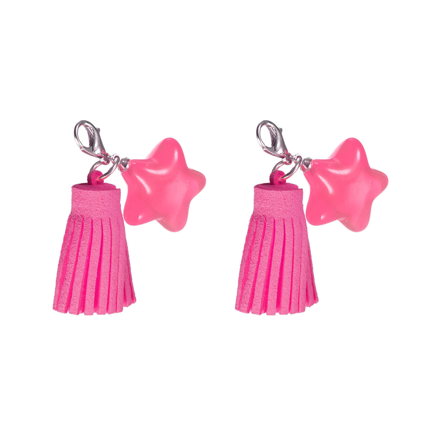 Harfington Leather Tassels Keychain Charm with Clasp for Bag Jewelry Making, 2Pcs Rose Red