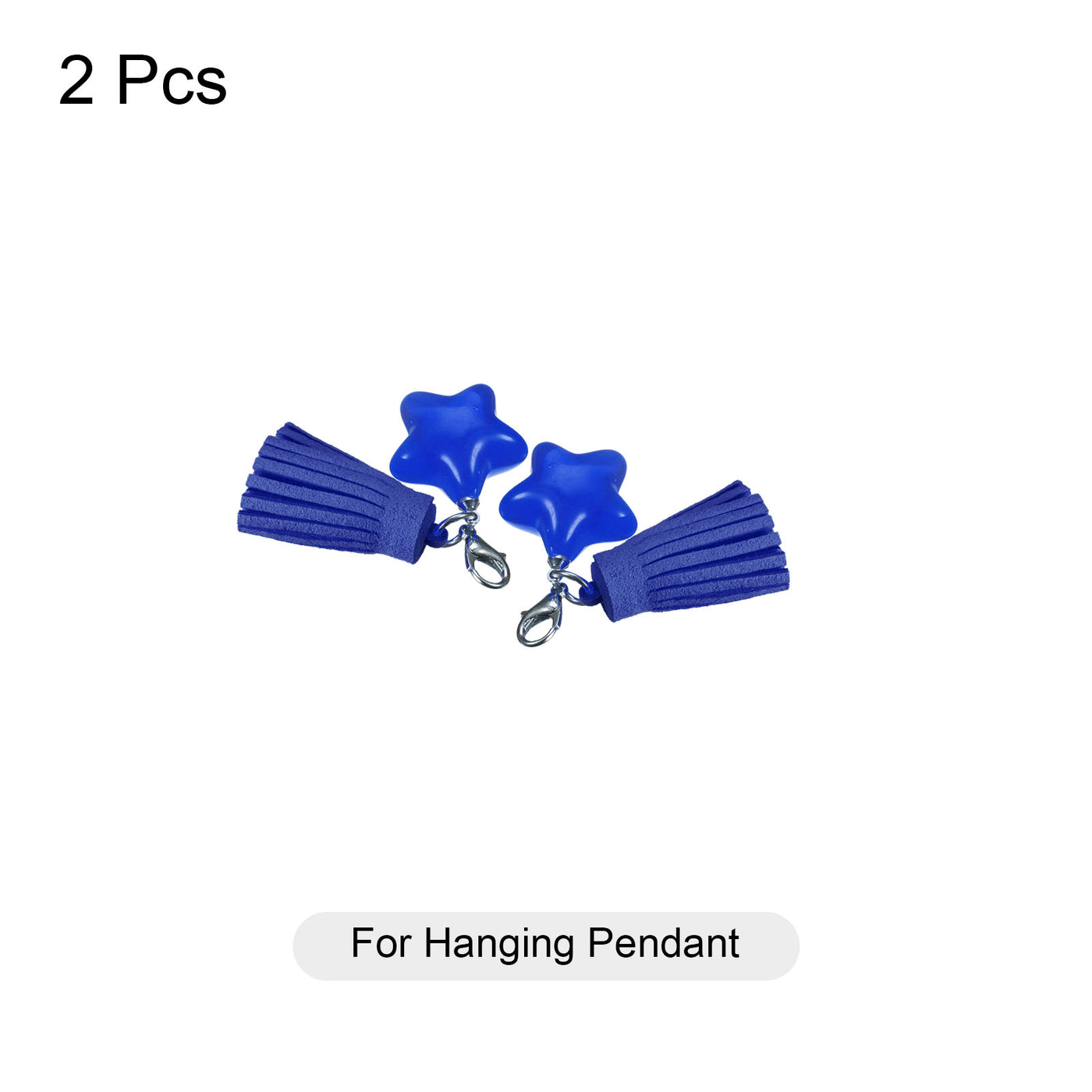 Harfington Leather Tassels Keychain Charm with Clasp for Bag Jewelry Making DIY, 2Pcs Blue