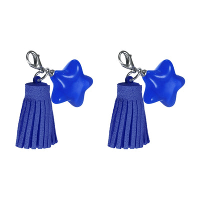 Harfington Leather Tassels Keychain Charm with Clasp for Bag Jewelry Making DIY, 2Pcs Blue