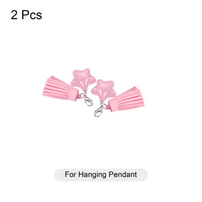 Harfington Leather Tassels Keychain Charm with Clasp for Bag Jewelry Making DIY, 2Pcs Pink