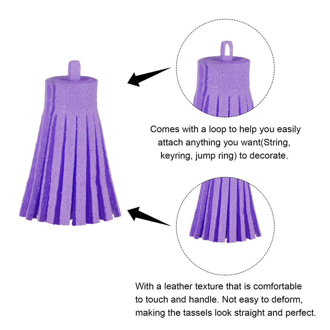 Harfington Leather Tassel Keychain Charm with Clasp for Bag Jewelry Making DIY, 2Pcs Purple