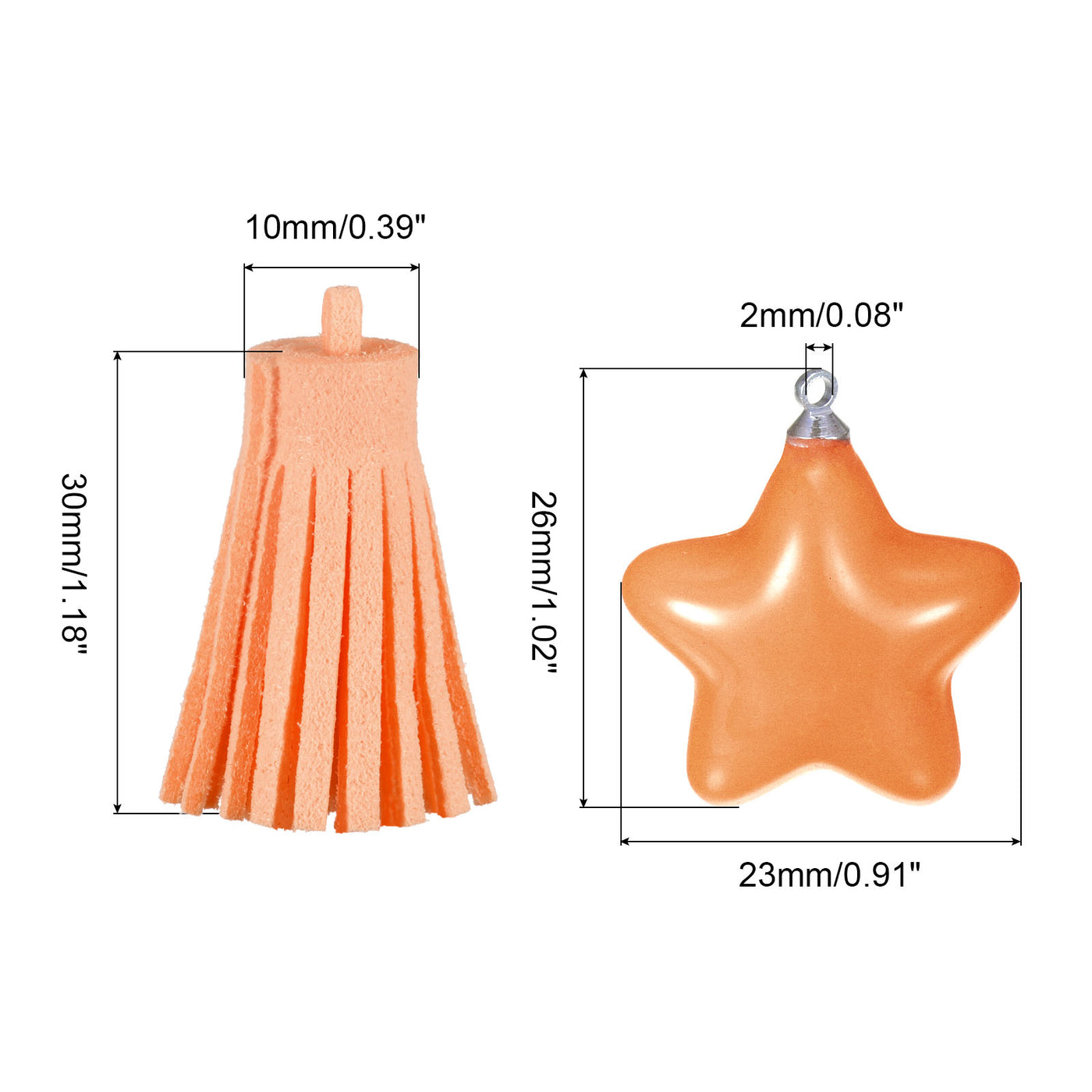 Harfington Leather Tassel Keychain Charm with Clasp for Bag Jewelry Making DIY, 2Pcs Orange