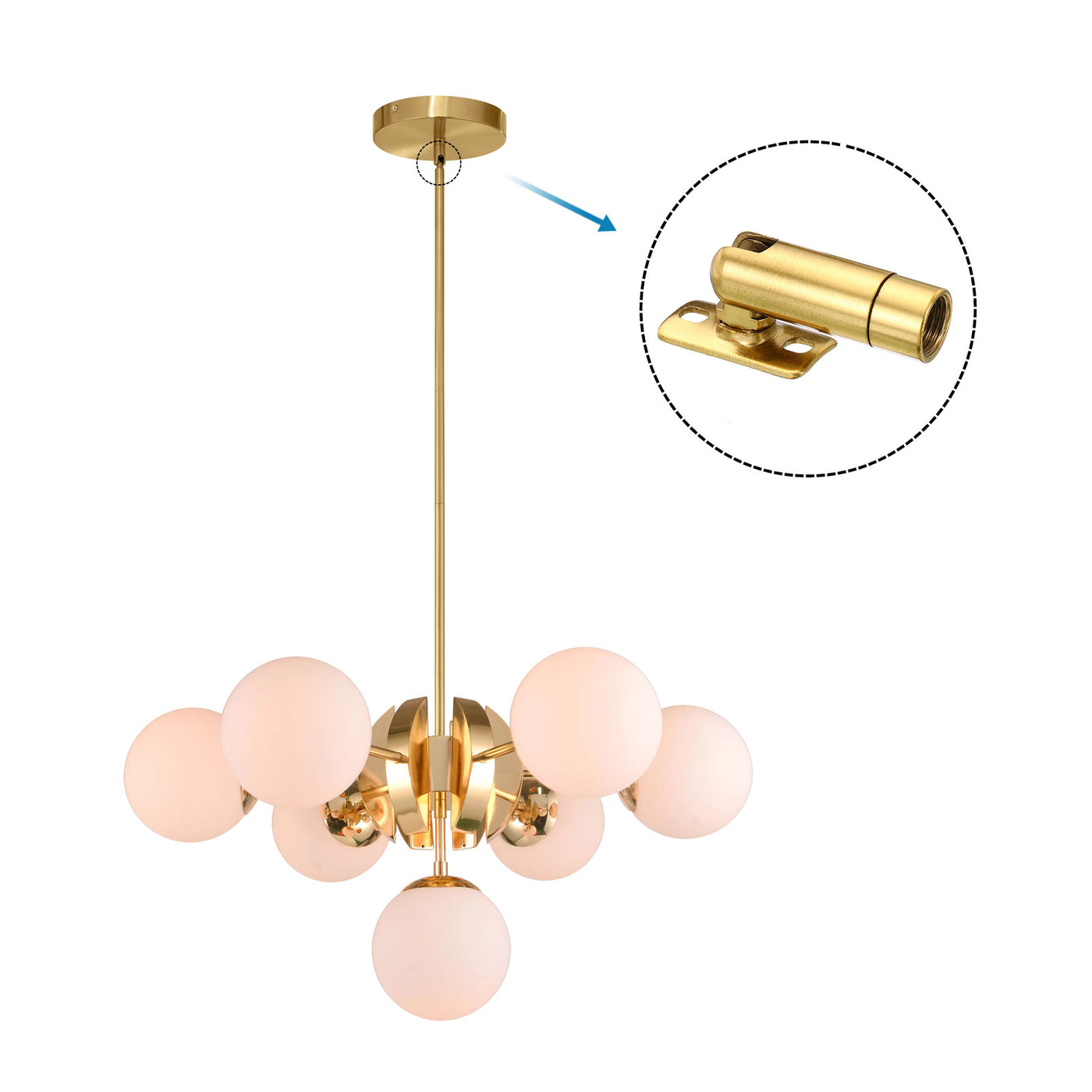 Harfington 180/350 Degree Sloped Ceiling Light Adapter, M10 Thread with Base Copper