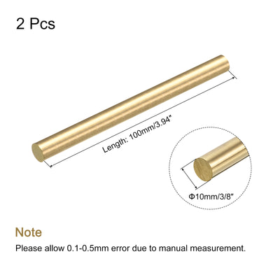Harfington 3/8 Inch Brass Solid Round Rod Lathe Bar Stock 100mm Length for DIY, Pack of 2
