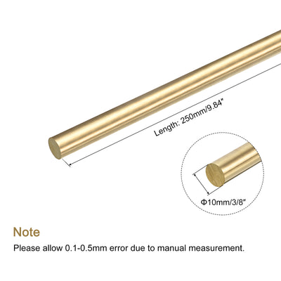 Harfington 3/8 Inch Brass Solid Round Rod Lathe Bar Stock 250mm Length for DIY, Pack of 1
