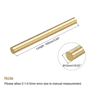 Harfington 15/32 Inch Brass Solid Round Rod Lathe Bar Stock 100mm Length for DIY, Pack of 1