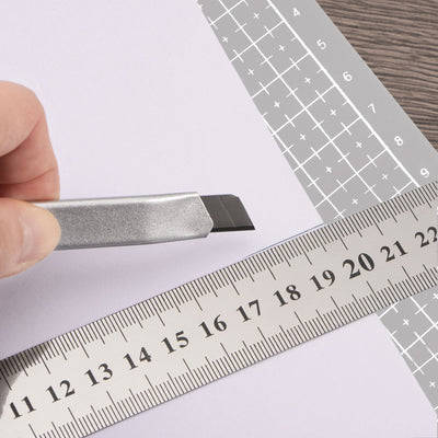 Harfington Cutting Mat & Metal Ruler Set A4 Grey Mat 20CM 0.7mm Thick Ruler