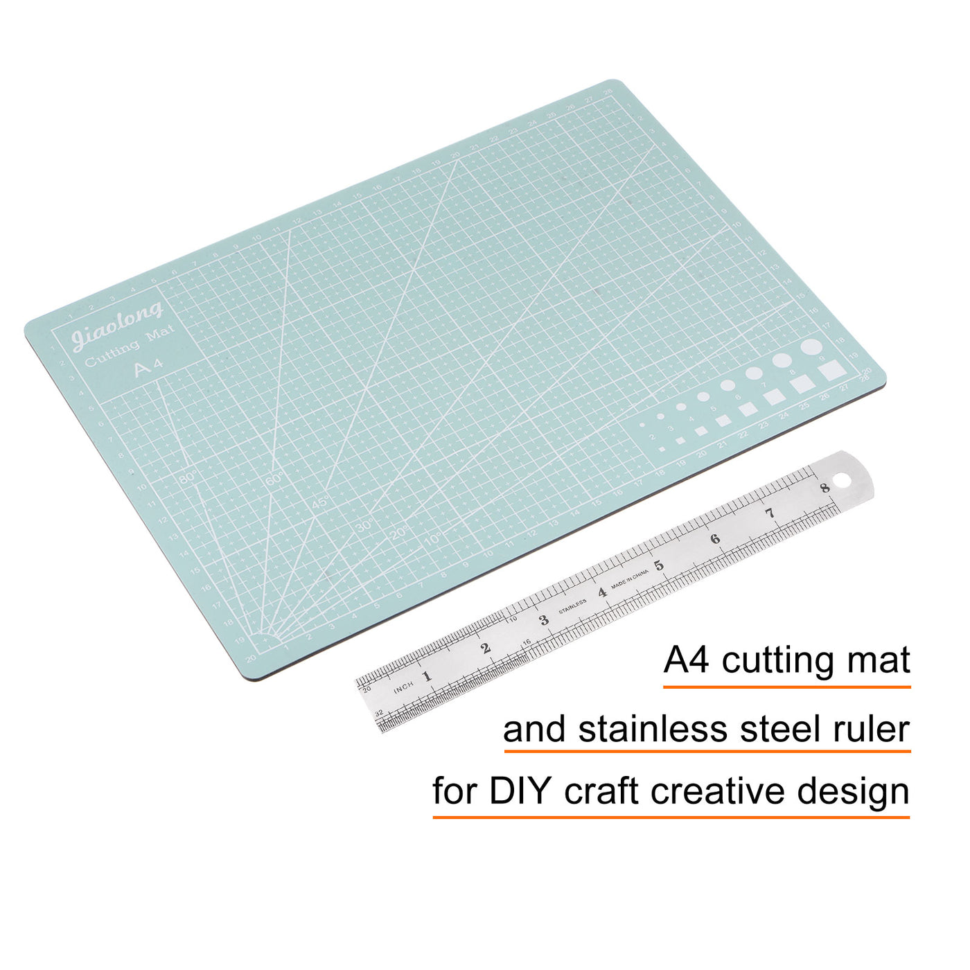 Harfington Cutting Mat & Metal Ruler Set A4 Green Mat 20CM 0.7mm Thick Ruler