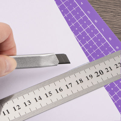 Harfington Cutting Mat & Metal Ruler Set A4 Purple Mat 20CM 0.7mm Thick Ruler