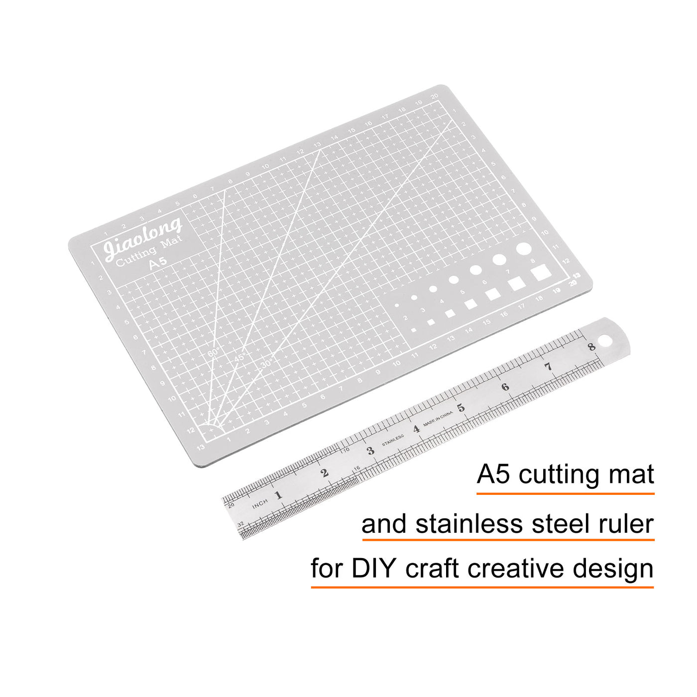 Harfington Cutting Mat & Metal Ruler Set A5 Grey Mat 20CM 0.7mm Thick Ruler