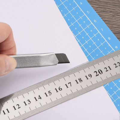 Harfington Cutting Mat & Metal Ruler Set A4 Blue Mat 30CM 0.8mm Thick Ruler