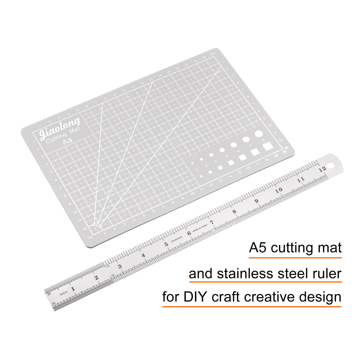 Harfington Cutting Mat & Metal Ruler Set A5 Grey Mat 30CM 0.8mm Thick Ruler