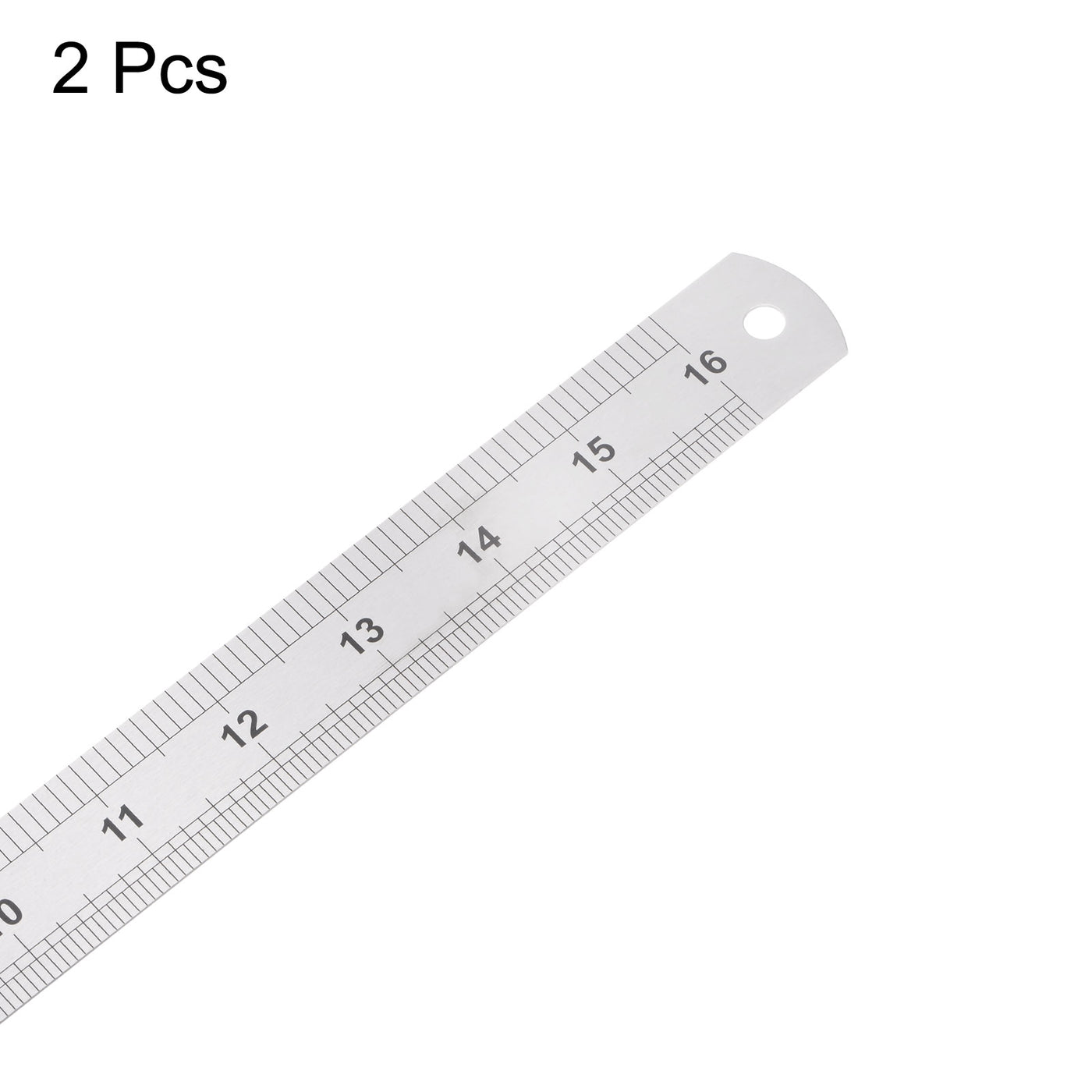 Harfington 2pcs Stainless Steel Ruler, 16" Metal Rulers 1.14" Wide Inch Metric Graduation