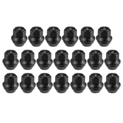 X AUTOHAUX 20 Pcs M12x1.5 Metal Bulge Acorn Wheel Lug Nuts Cone Seat for Ford Fusion 2006-2019 for Ford Focus 2006-2019 for Ford Escape 2001-2020 Black