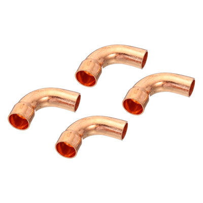 Harfington 1/2 Inch ID Elbow Copper Pipe Fitting, 4 Pack 90 Degree Short Turn Pressure Connector Sweat Solder Connection for Water Air Conditioner Plumbing