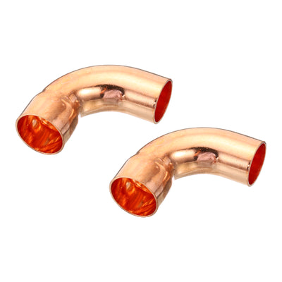 Harfington 7/8 Inch ID Elbow Copper Pipe Fitting, 2 Pack 90 Degree Short Turn Pressure Connector Sweat Solder Connection for Water Air Conditioner Plumbing