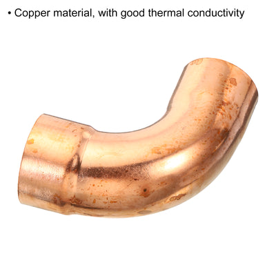 Harfington 38mm (1.5") ID Elbow Copper Pipe Fitting, 90 Degree Short Turn Pressure Connector Sweat Solder Connection for Water Air Conditioner Plumbing