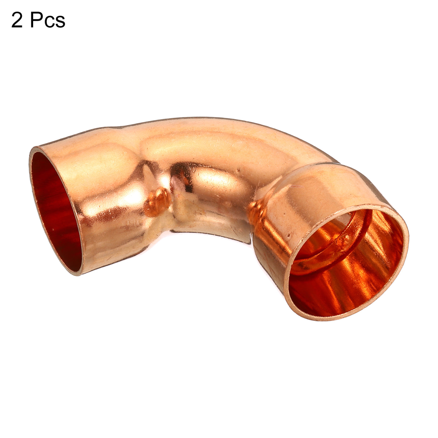 Harfington 28.6mm (1.12") ID Elbow Copper Pipe Fitting, 2 Pack 90 Degree Short Turn Pressure Connector Sweat Solder Welding Connection for Water HVAC Plumbing