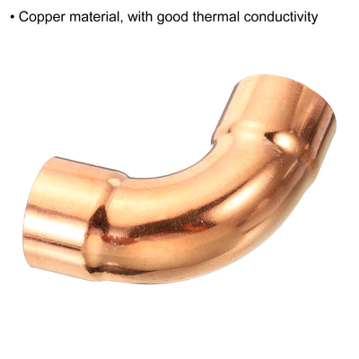 Harfington 35mm (1.38") ID Elbow Copper Pipe Fitting, 90 Degree Short Turn Pressure Connector Sweat Solder Welding Connection for Water HVAC Plumbing