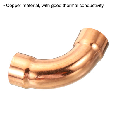 Harfington 38mm (1.5") ID Elbow Copper Pipe Fitting, 90 Degree Short Turn Pressure Connector Sweat Solder Welding Connection for Water HVAC Plumbing