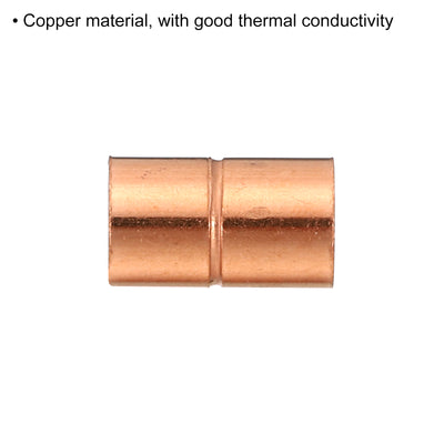 Harfington 5/16 Inch ID Straight Copper Coupling, 6 Pack Sweat End Welding Joint Pipe Fitting with Rolled Tube Stop for Water Air Conditioner Plumbing