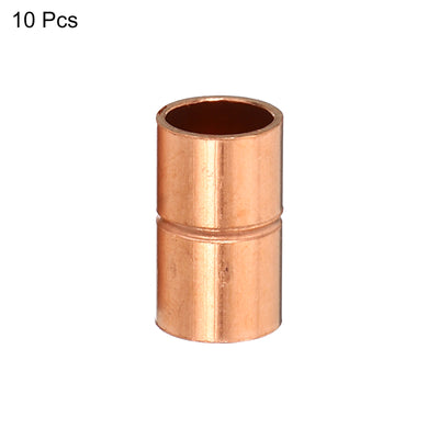 Harfington 5/16 Inch ID Straight Copper Coupling, 10 Pack Sweat End Welding Joint Pipe Fitting with Rolled Tube Stop for Water Air Conditioner Plumbing