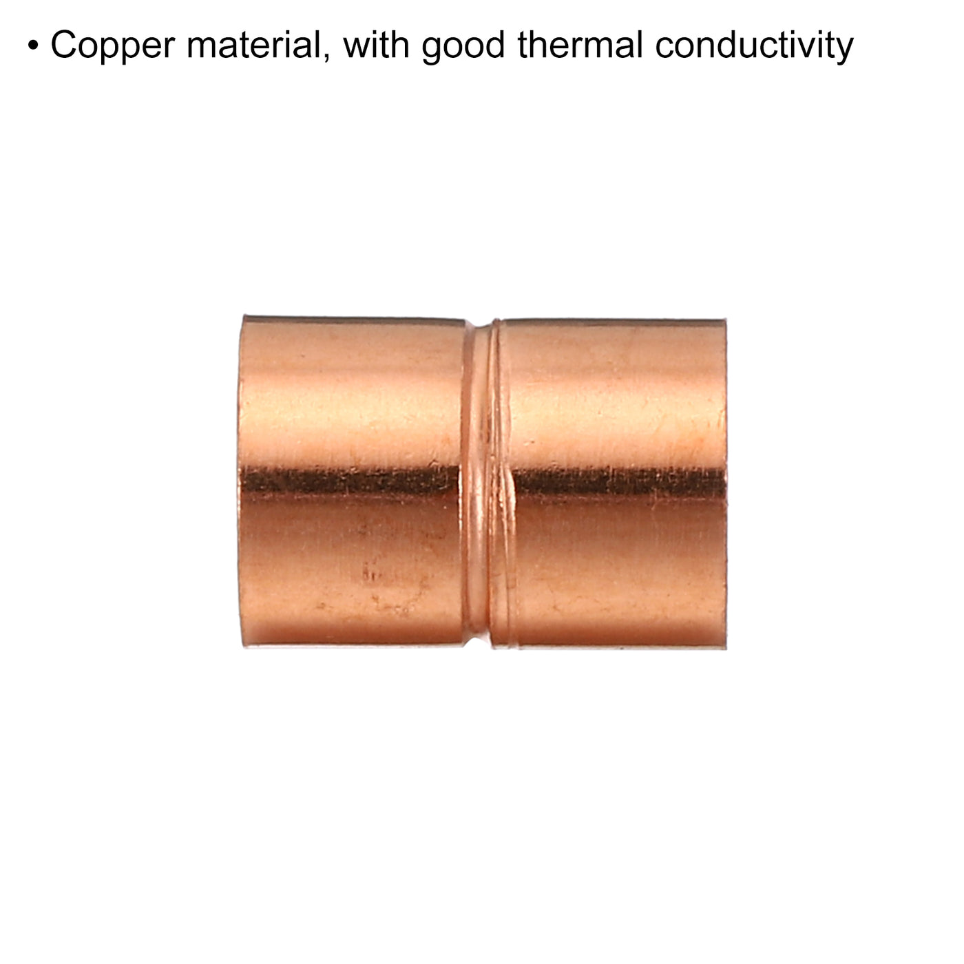 Harfington 3/8 Inch ID Straight Copper Coupling, 6 Pack Sweat End Welding Joint Pipe Fitting with Rolled Tube Stop for Water Air Conditioner Plumbing