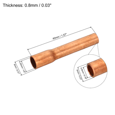 Harfington 1/4"(6.35mm) ID Straight Copper Coupling, 2 Pack Sweat End Welding Joint Pipe Fitting with Rolled Tube Stop for Water Air Conditioner Plumbing