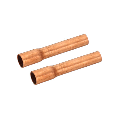 Harfington 1/4"(6.35mm) ID Straight Copper Coupling, 2 Pack Sweat End Welding Joint Pipe Fitting with Rolled Tube Stop for Water Air Conditioner Plumbing