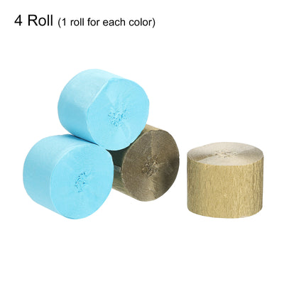 Harfington Crepe Paper Streamers 4 Rolls 72ft in 2 Colors (Teal,Gold Tone)