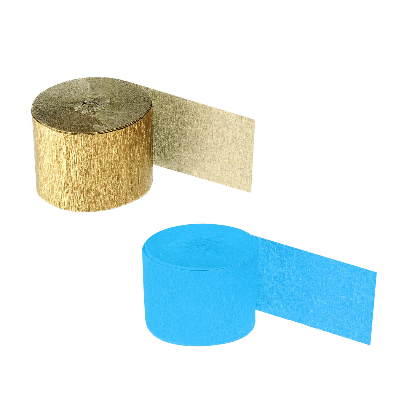 Harfington Crepe Paper Streamers 4 Rolls 72ft in 2 Colors (Dark Blue,Gold Tone)