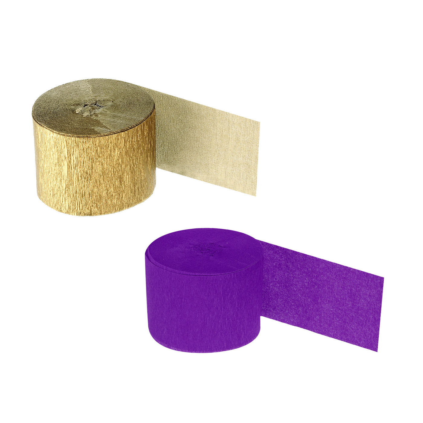 Harfington Crepe Paper Streamers 4 Rolls 72ft in 2 Colors (Purple,Gold Tone)