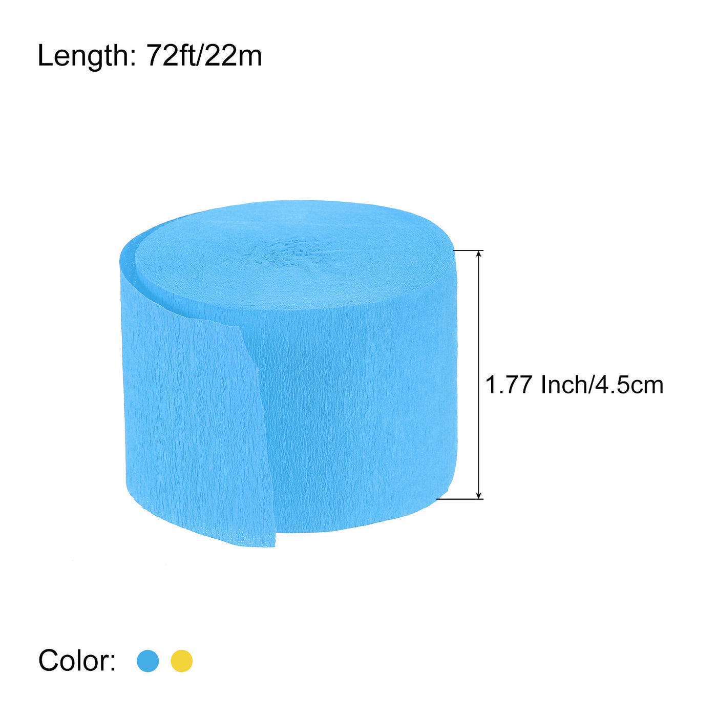 Harfington Crepe Paper Streamers 4 Rolls 72ft in 2 Colors (Dark Blue,Yellow)