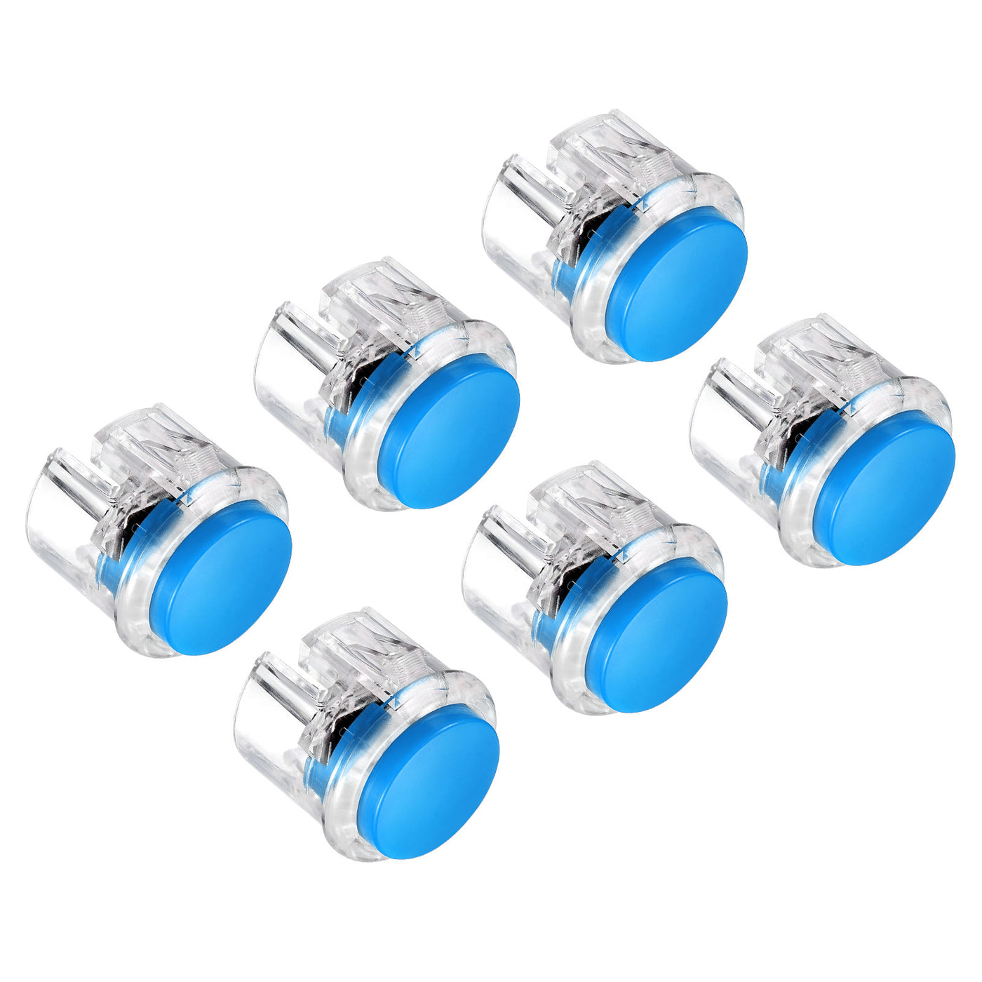 Harfington Mounting Hole Momentary Game Push Button Switch 30mm Blue 6Pcs