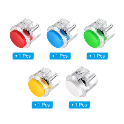 Harfington Mounting Hole Momentary Game Push Button Switch 30mm 5 Colors for Video Games Pack of 5