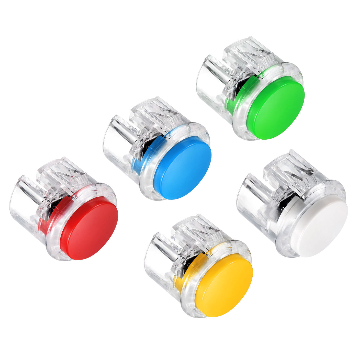 Harfington Mounting Hole Momentary Game Push Button Switch 30mm 5 Colors for Video Games Pack of 5