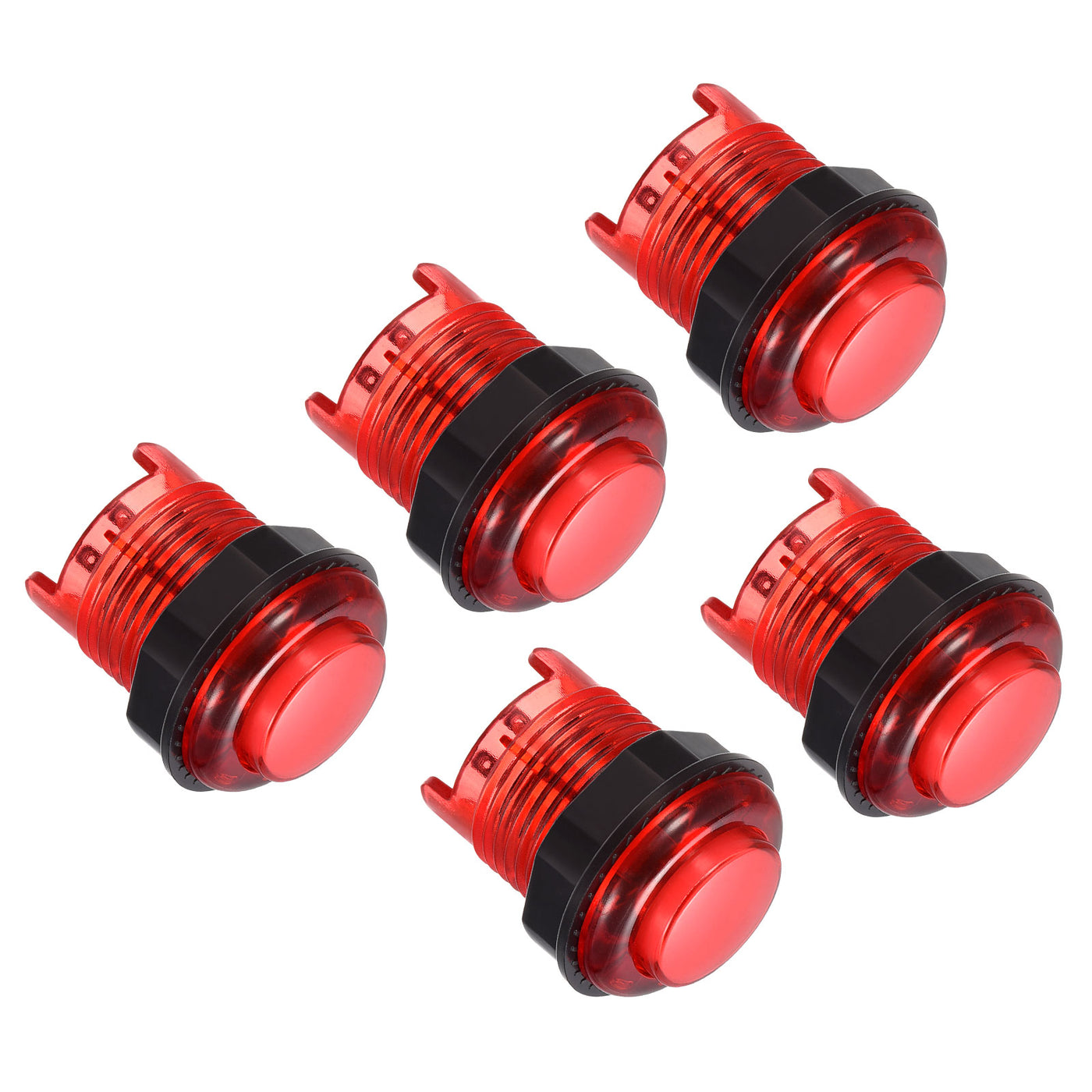 Harfington LED Button Illuminated Push Button 12V 28mm with Micro Switch for Game Parts Red Pack of 5