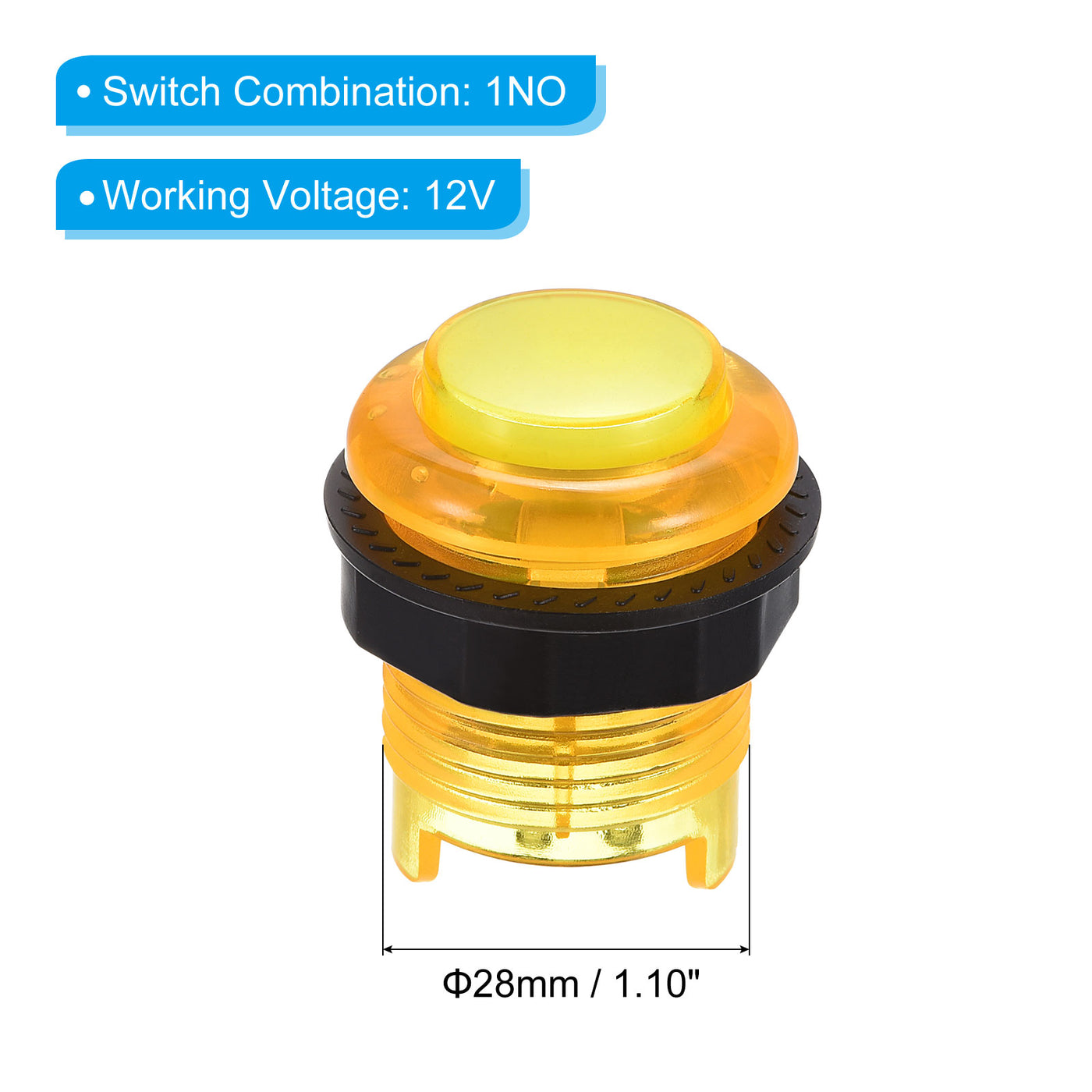 Harfington LED Button Illuminated Push Button 12V 28mm with Micro Switch Yellow 5Pcs