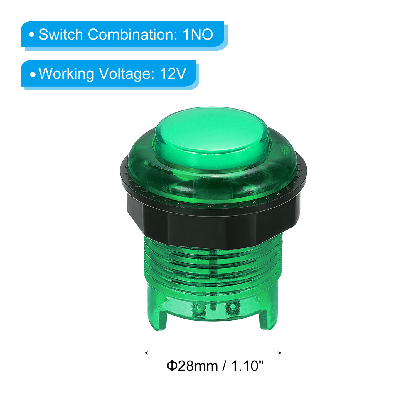 Harfington LED Button Illuminated Push Button 12V 28mm with Micro Switch Green 5Pcs